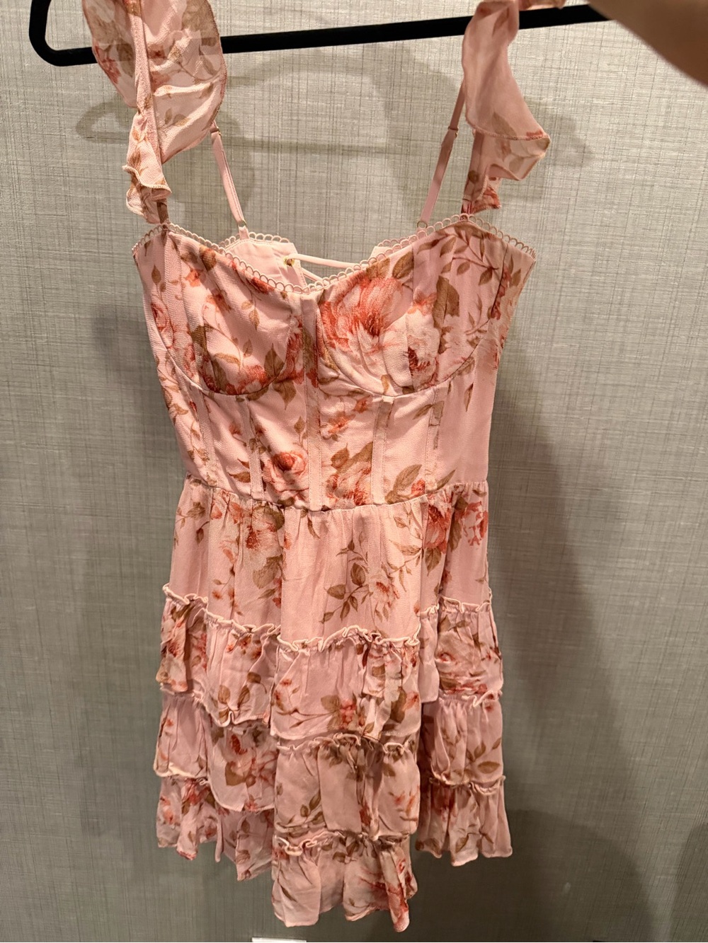 Altar'd State Dusty Pink Floral Dress with Lace Trim - Picture 4 of 5